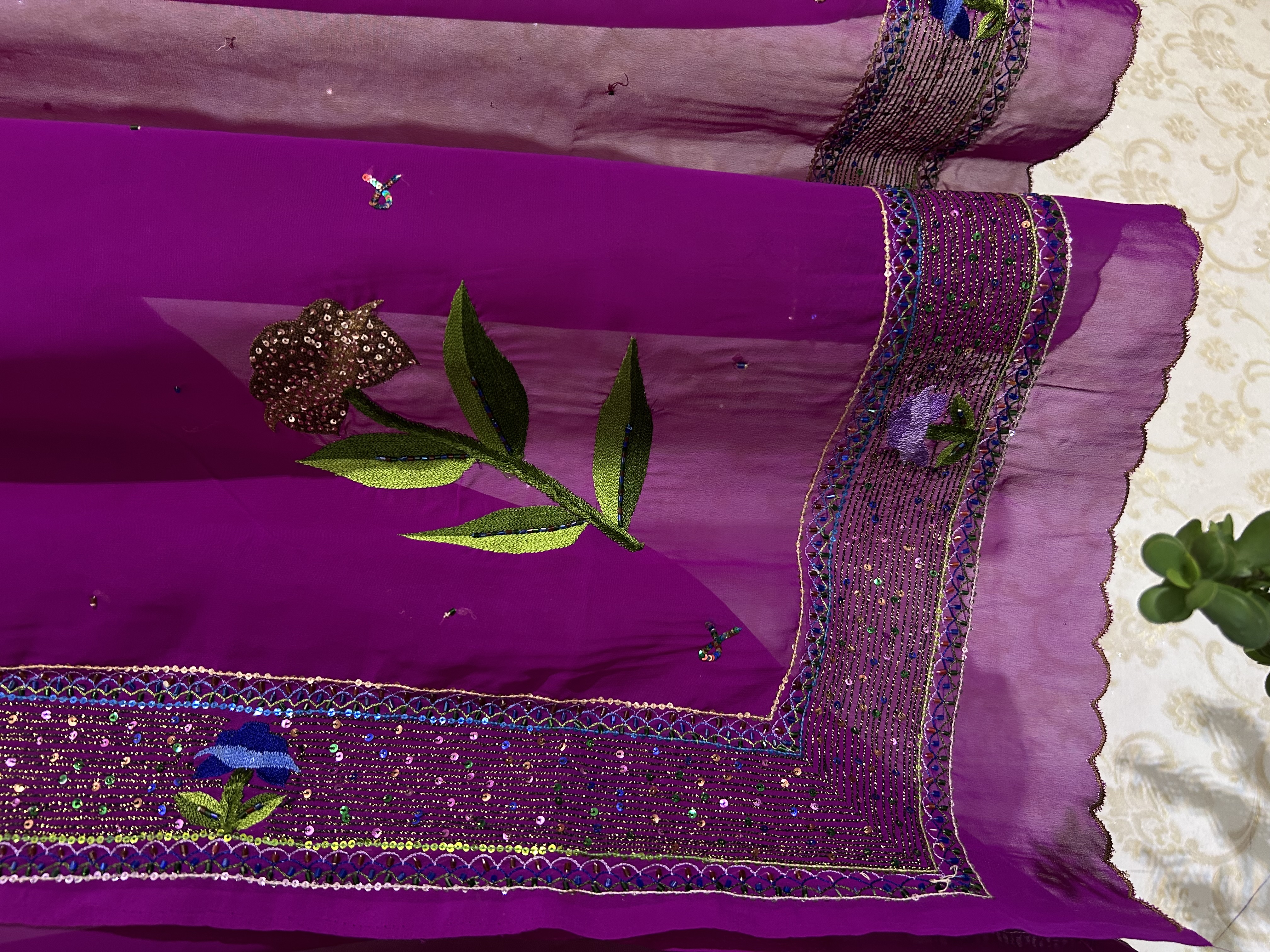 Plum bloom georgette saree — image 3