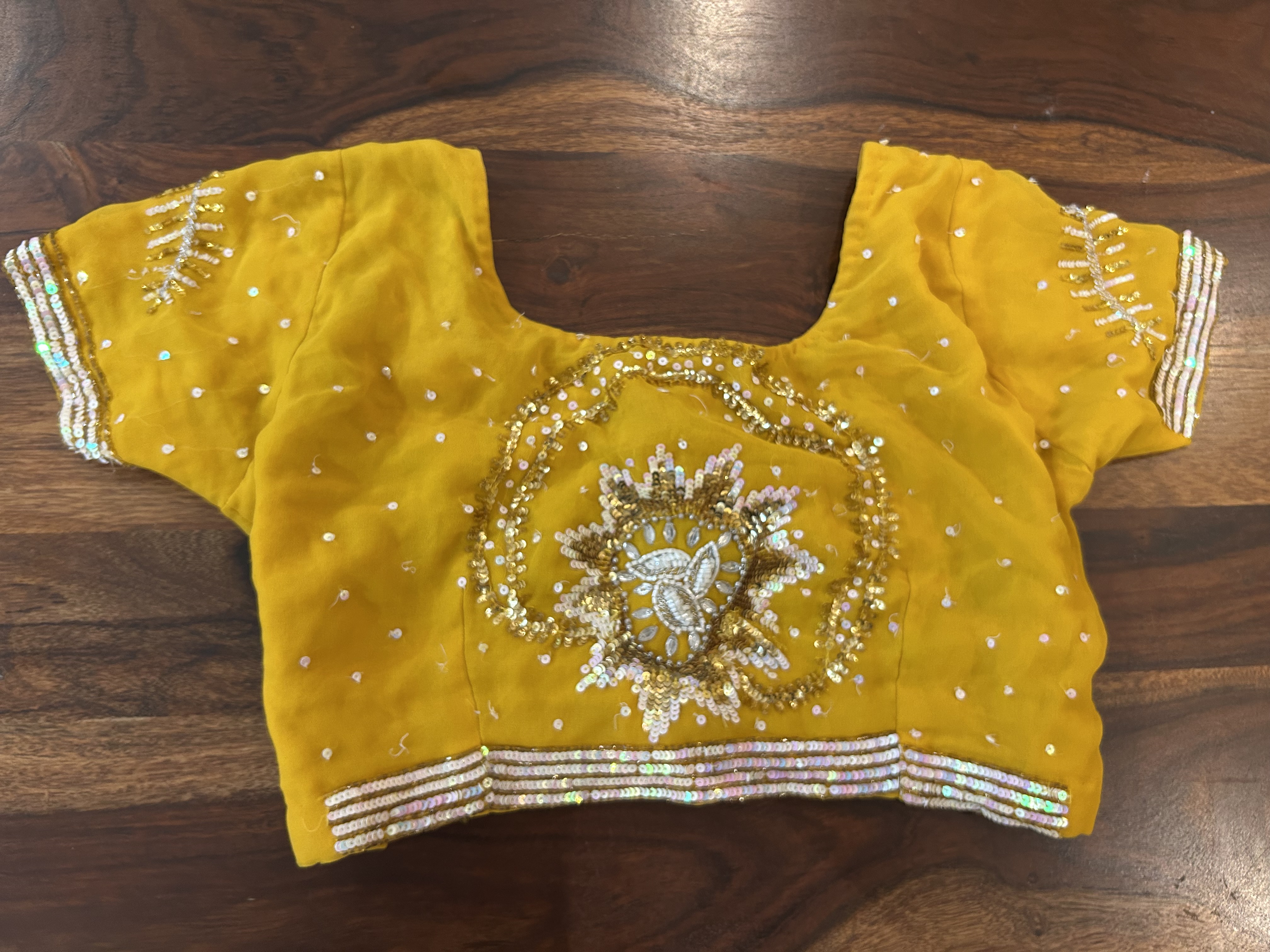 Marigold embroidered saree — image 5