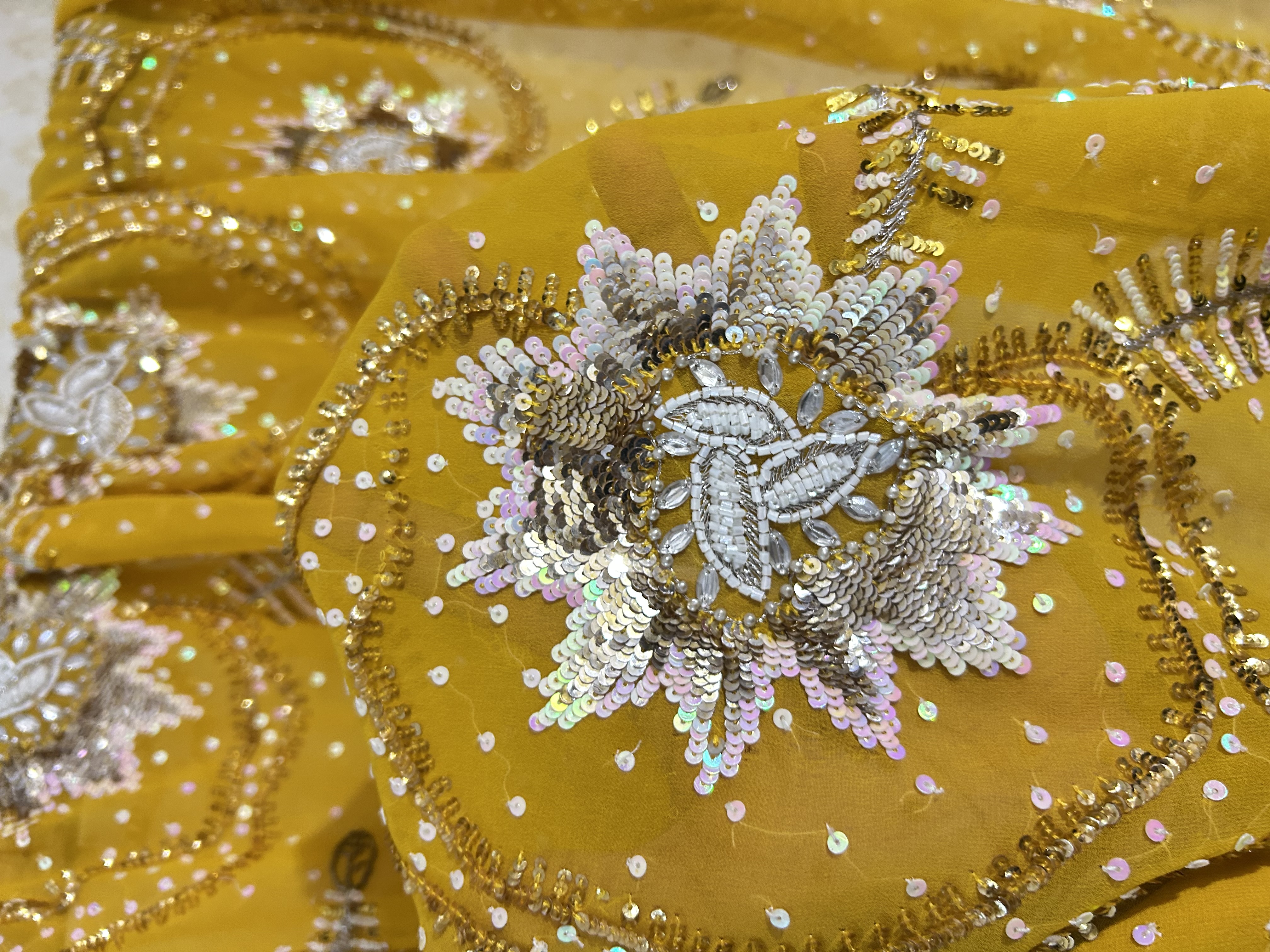 Marigold embroidered saree — image 4