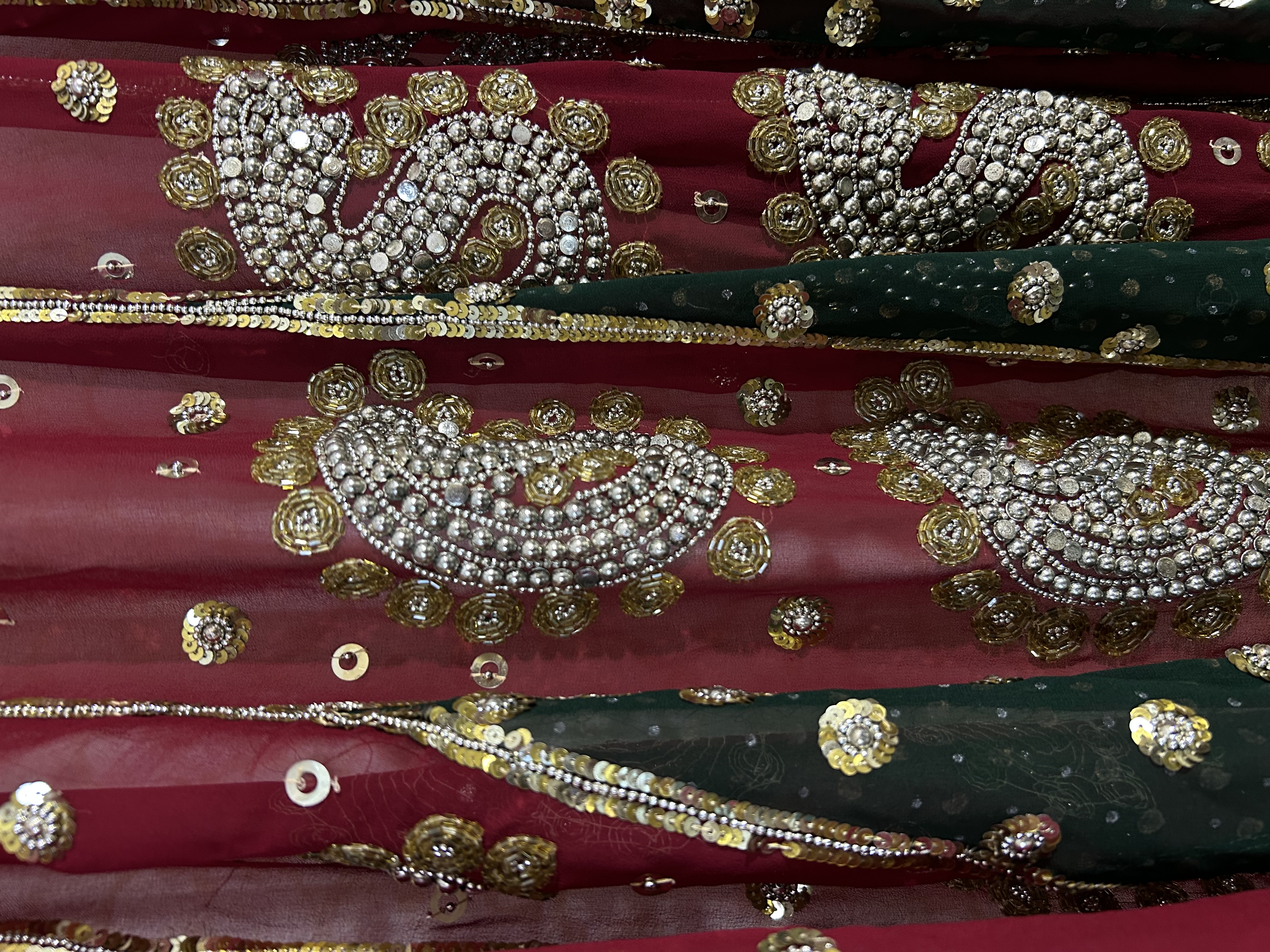 Maroon-green lehenga saree — image 5