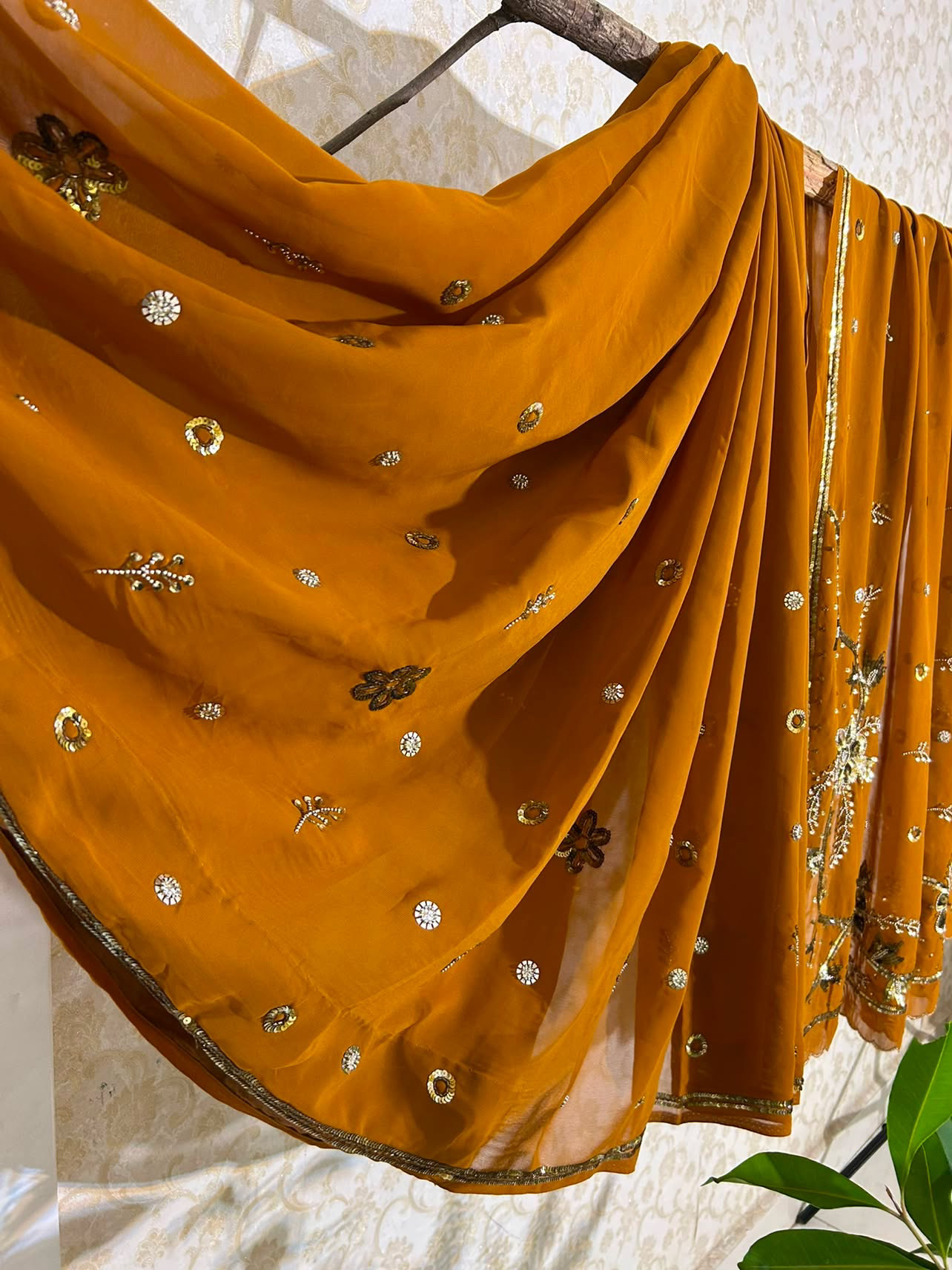 Antique mustard saree — image 2