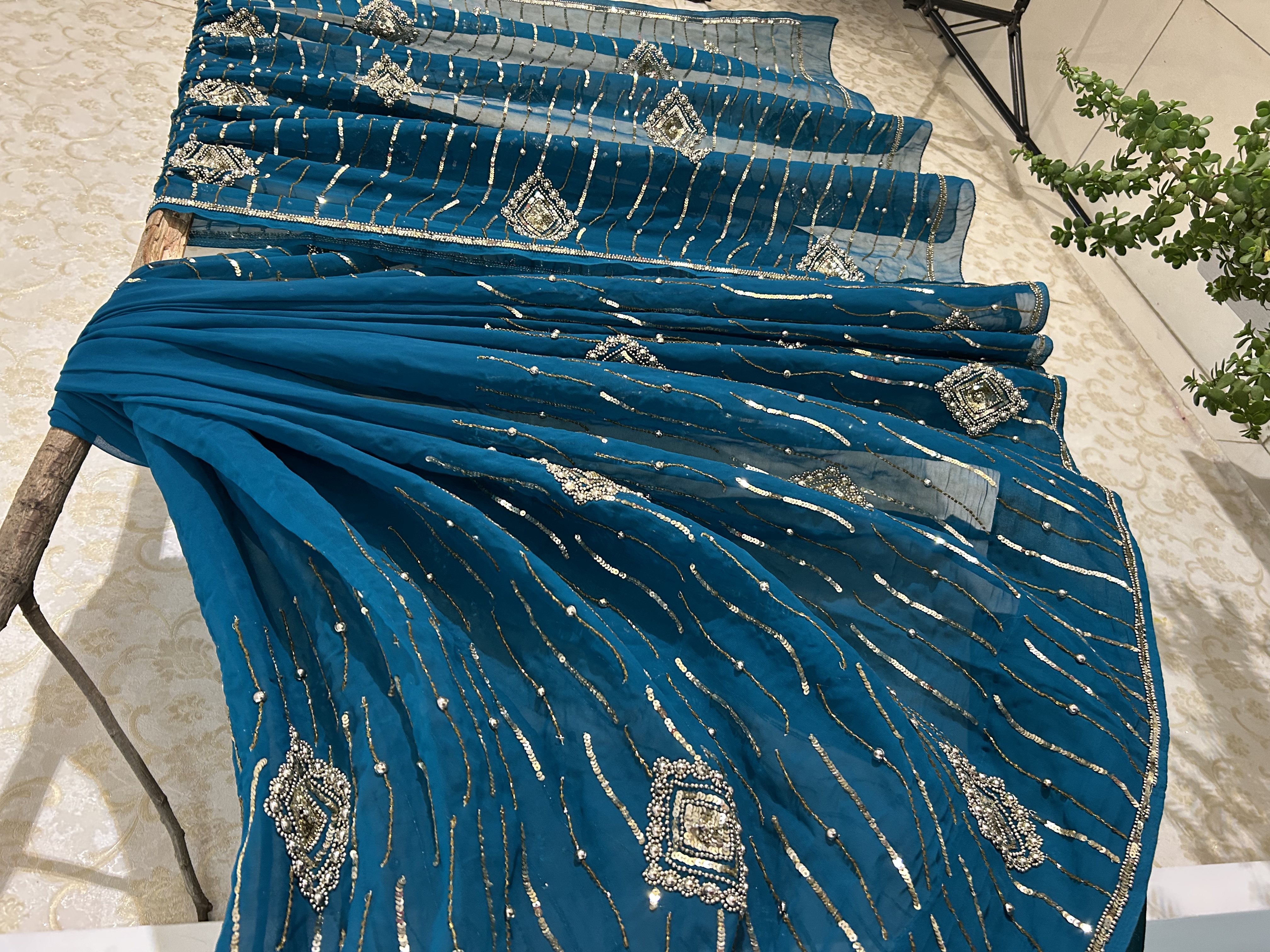 Teal tara vintage saree — image 2