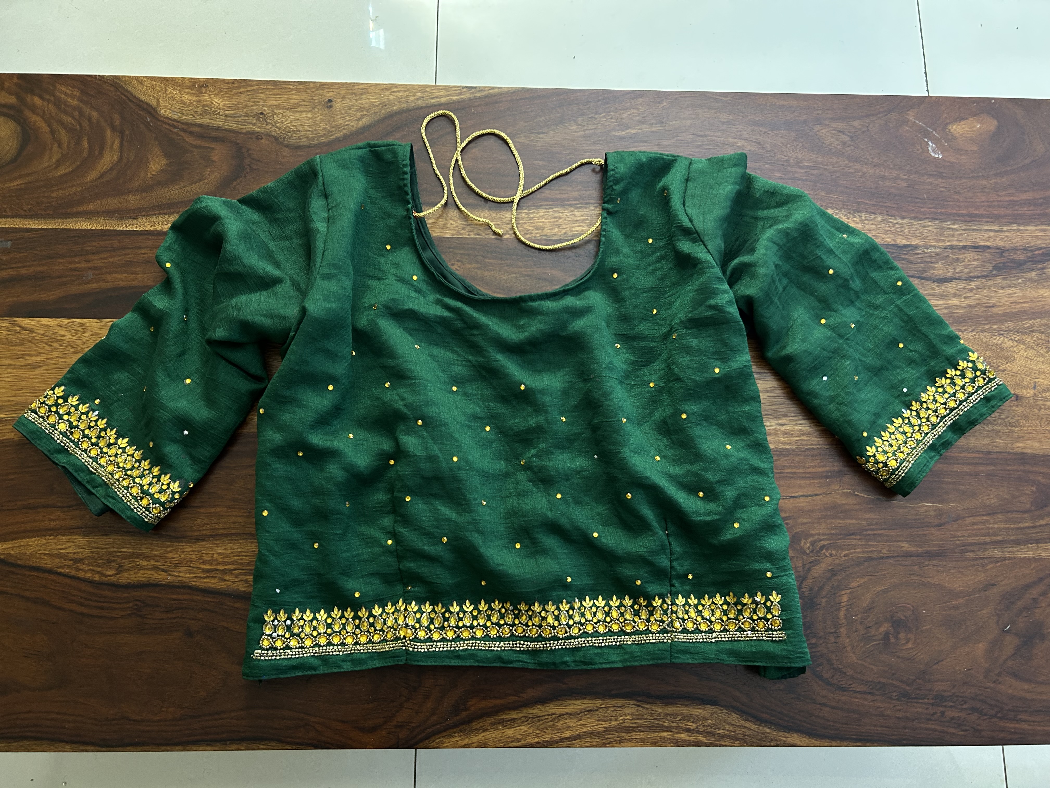 Panna gul raw silk saree — image 6