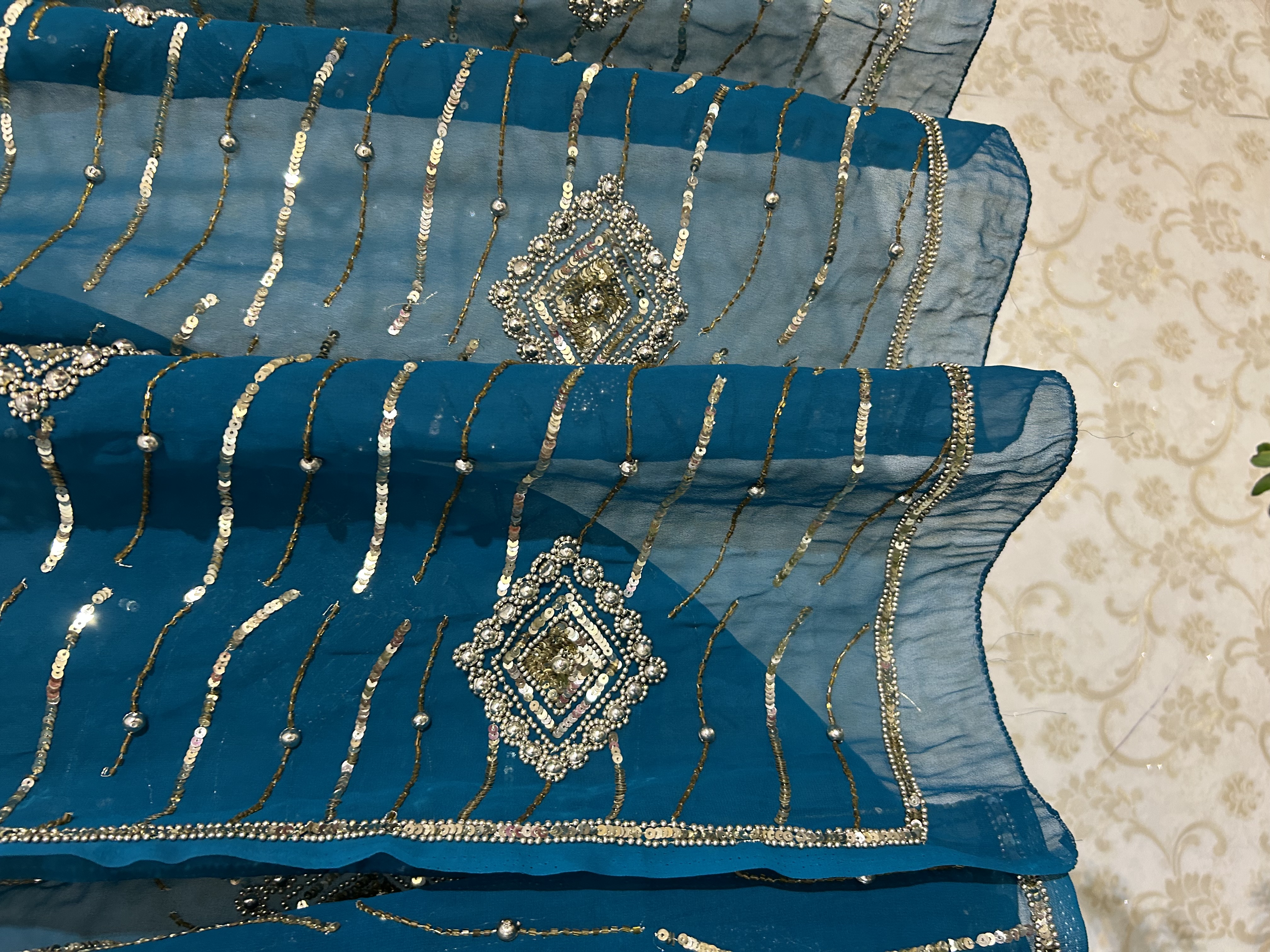Teal tara vintage saree — image 3