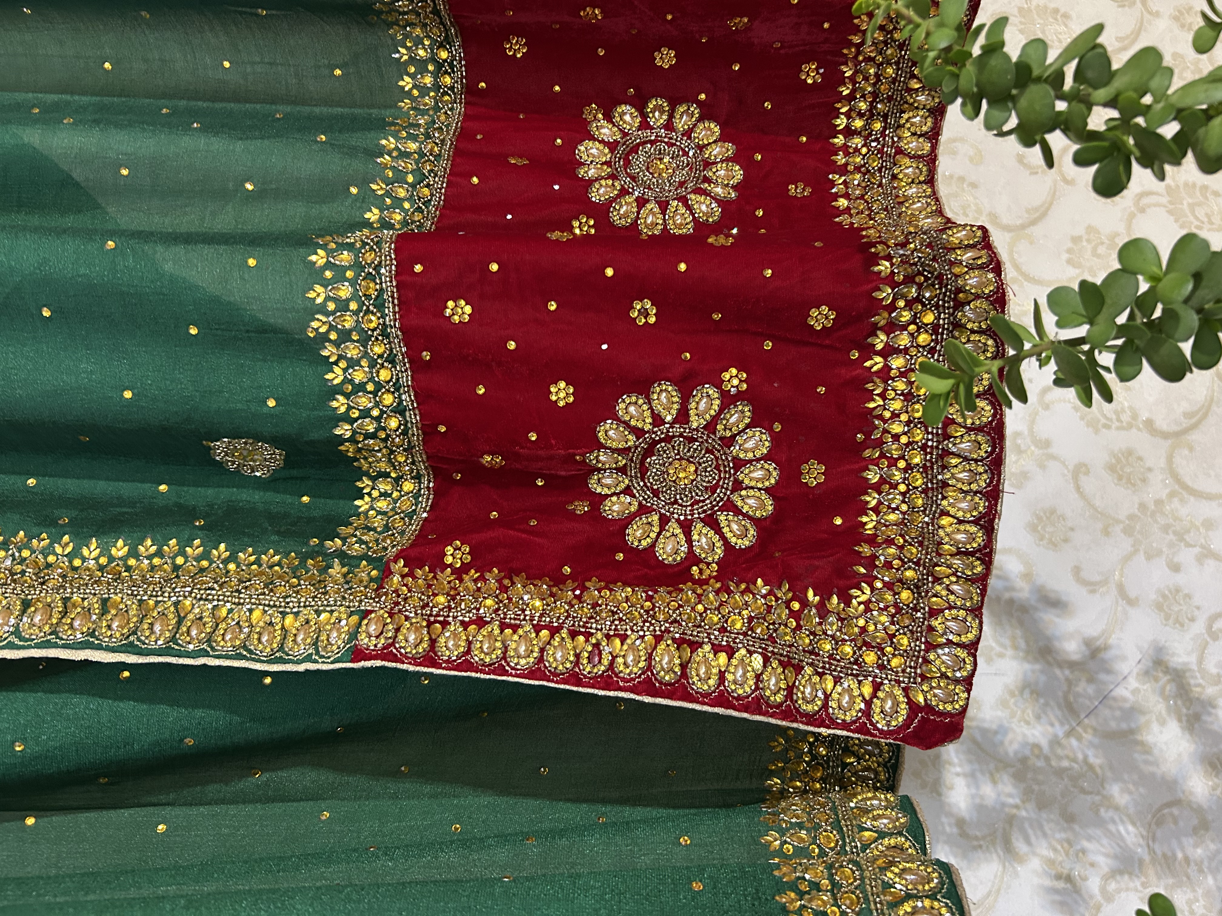 Panna gul raw silk saree — image 3