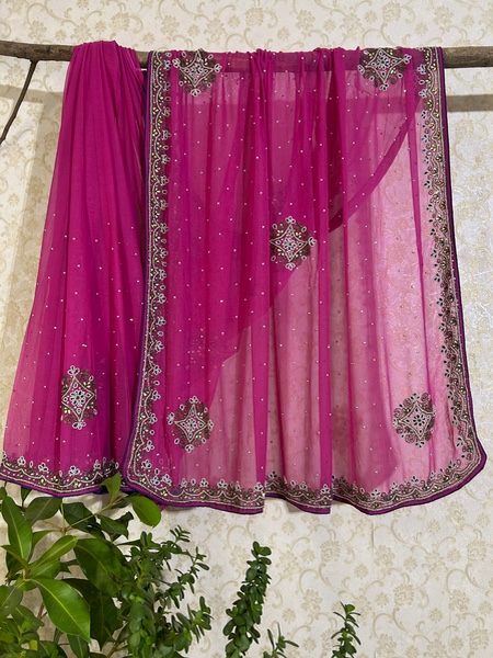 Fuchsia Stardust saree