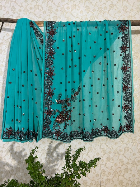 Neelpari embroidered saree