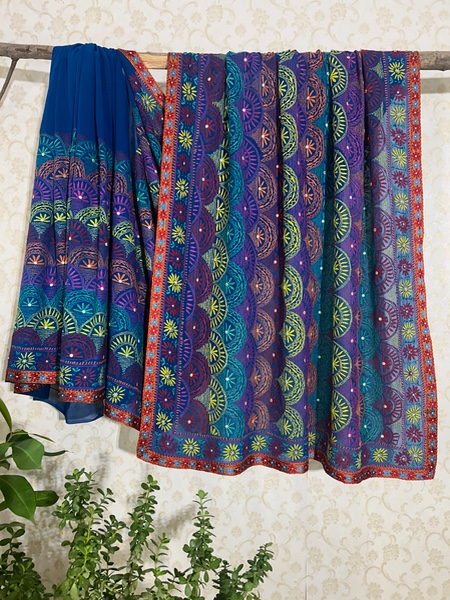 Kantha work saree