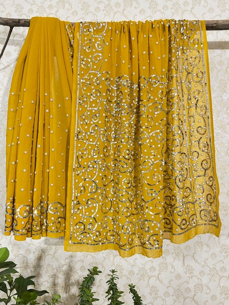 Sunflower beaded saree