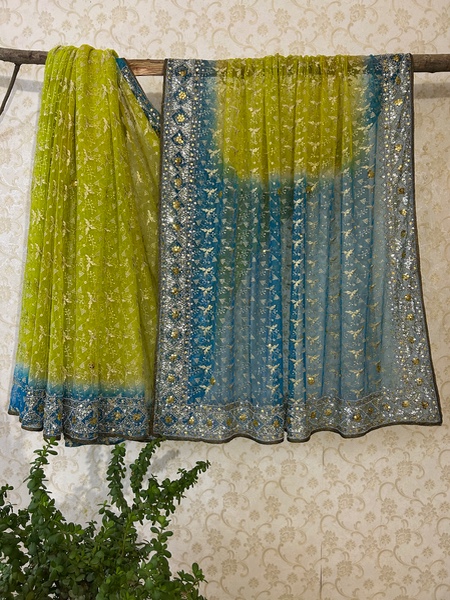 Hari leher net saree
