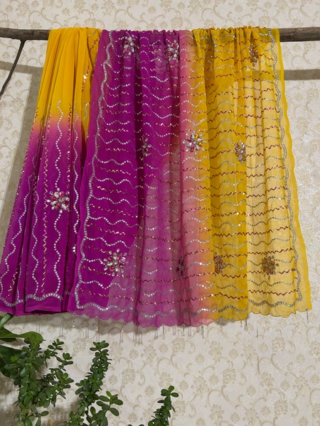 Sunset Phoolkari saree