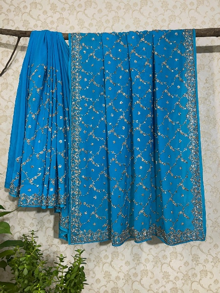 Full hand embroidered Zardosi saree 