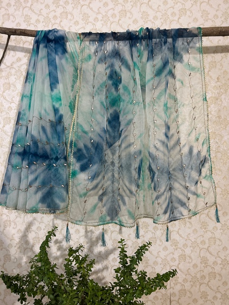 Shibori organza saree