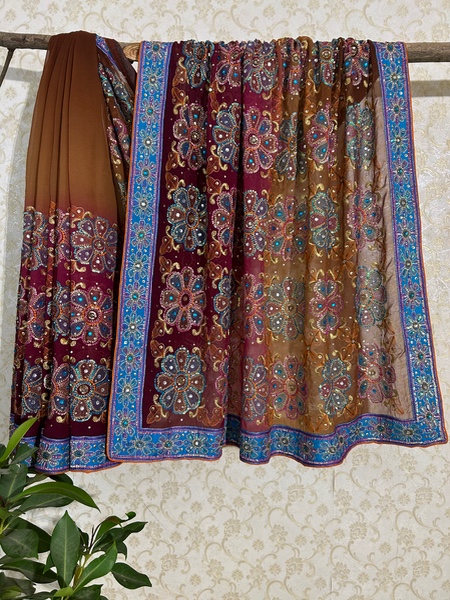 Gulrukh ombre saree