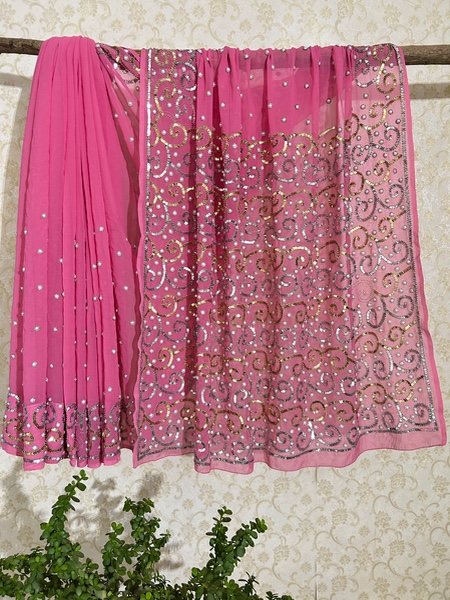 Pink noor beaded saree