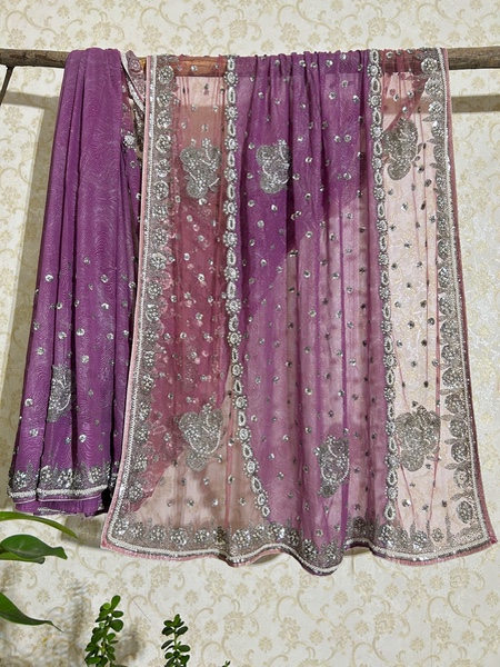 Lavender half and half saree