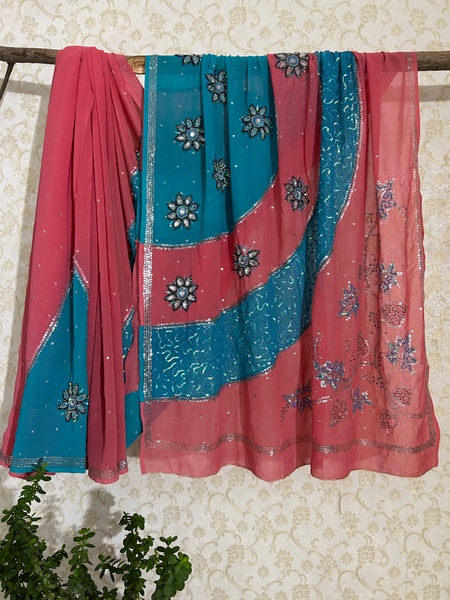 Tropical Rose vintage saree
