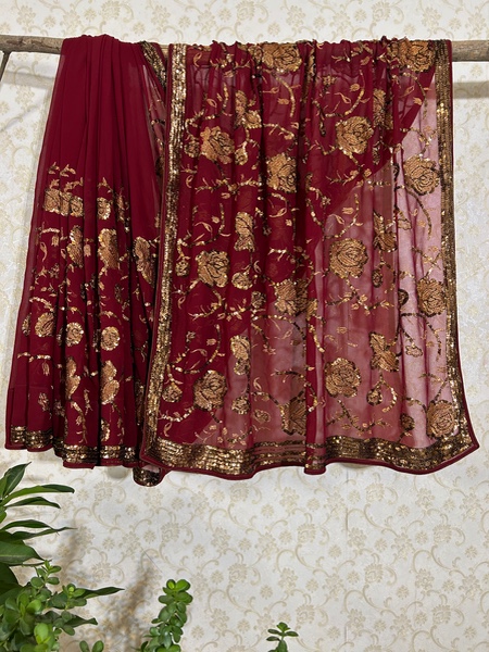 Mehroon vintage saree