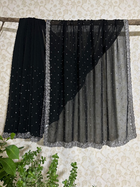 Black saree with kutdana work