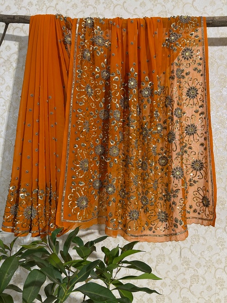 Narangi Mehfil vintage beaded saree