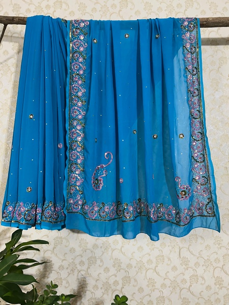 Neelpari georgette saree