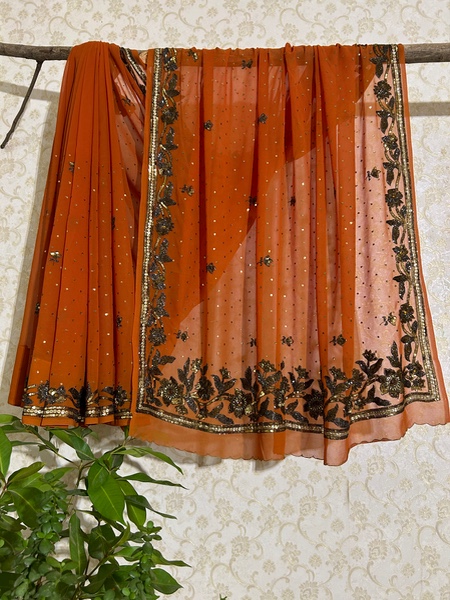 Burnt Sienna Bloom Saree