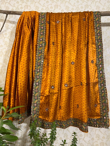 Satin silk bandhej print saree