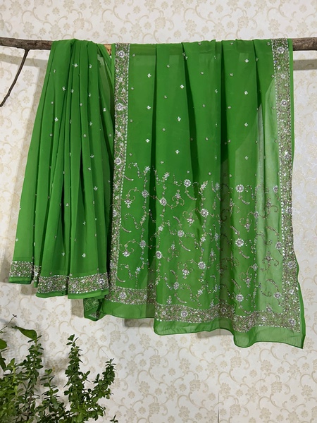 Green Zardosi saree