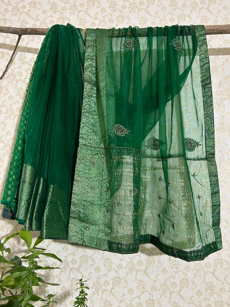 Green tissue silk saree 