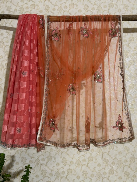 Peachy Phool Saree