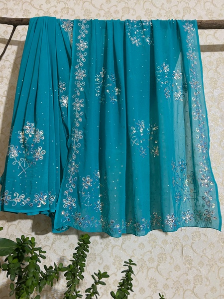 Firoza Phool saree