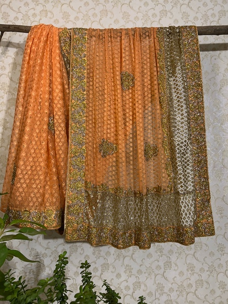 Half and half peach saree