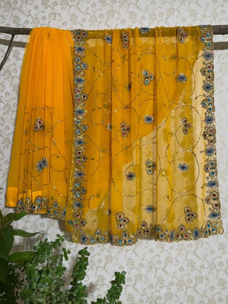 Hand embroidered mango saree