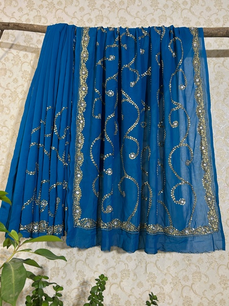 Wavy hand embroidered saree