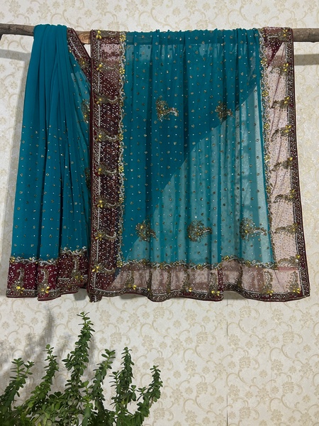 Teal tawaif vintage saree