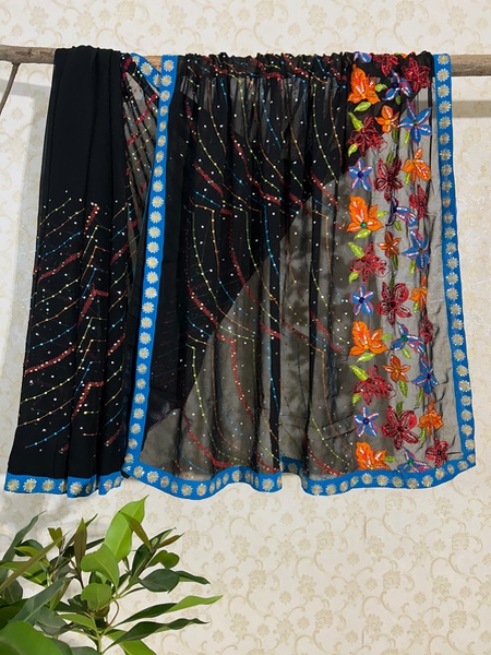 Phooljhari multicolour embroidered saree