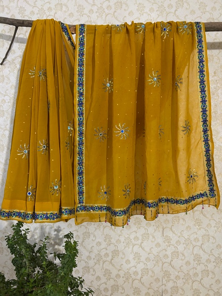 Golden gul vintage saree
