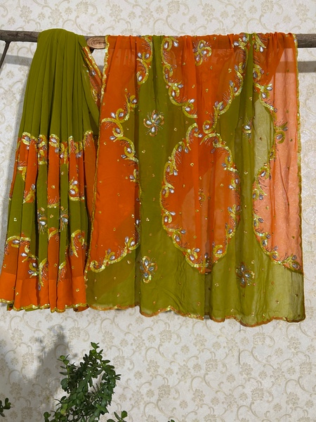 Hari Narangi vintage saree